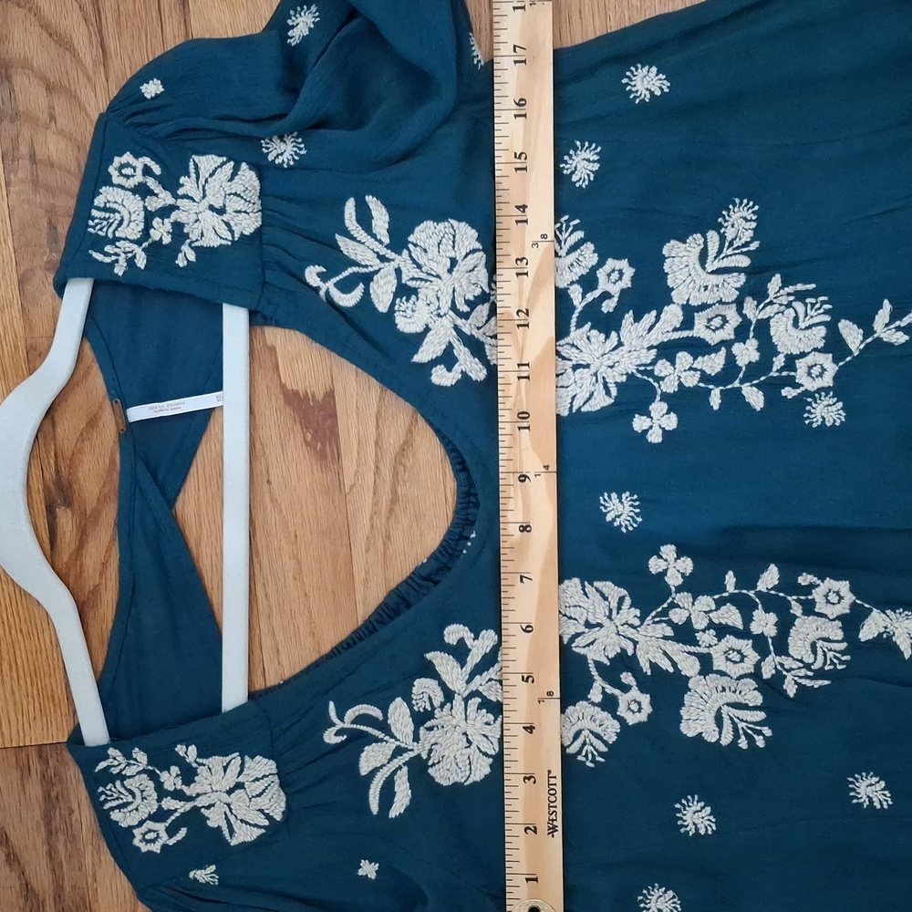 Free People Teal Floral Embroidered Tunic - Picture 8 of 9